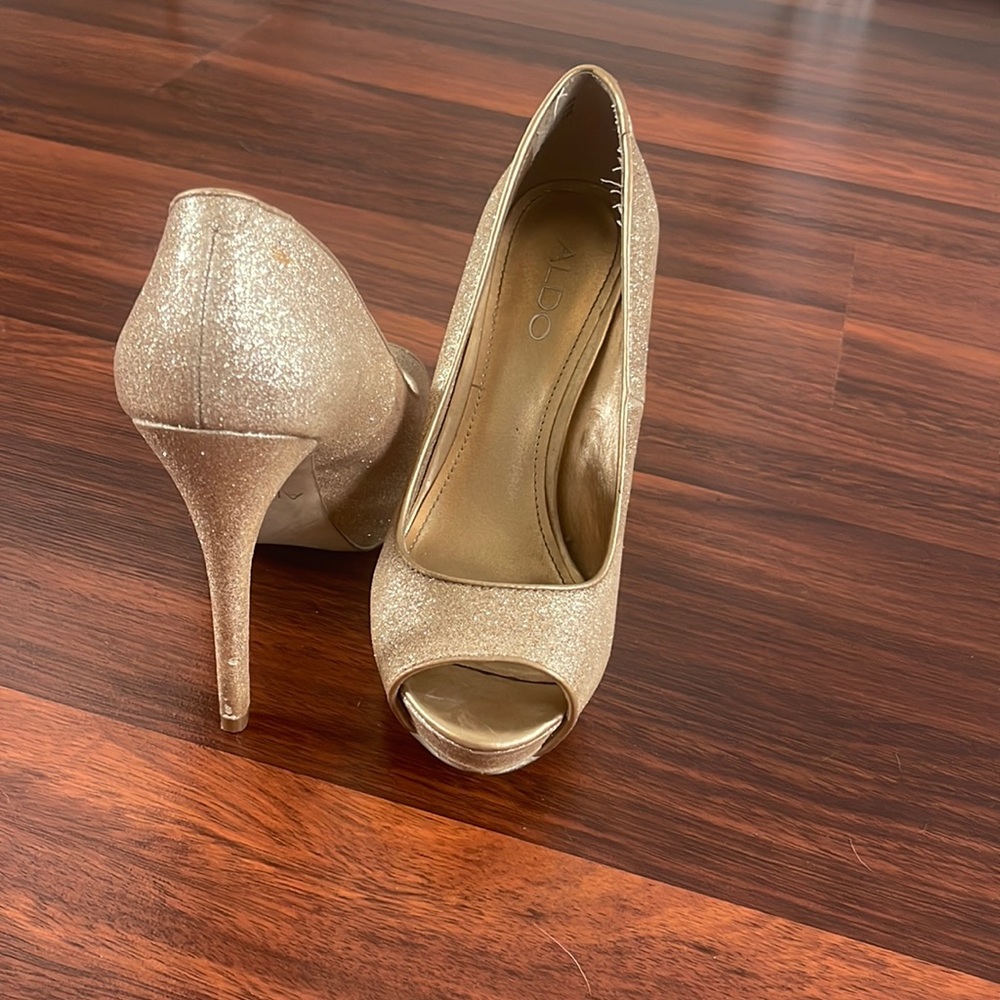 Gold aldo heels used three times